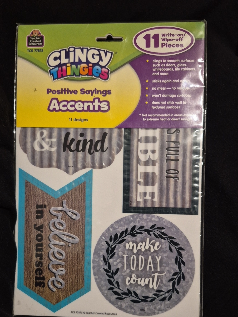 Clingy Thingies Positive Sayings Accents - Gray